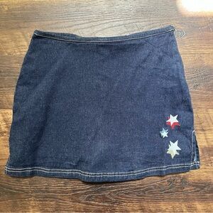 Y2K No boundaries Vintage star embroidered denim skirt skort with shorts Sz 9 30